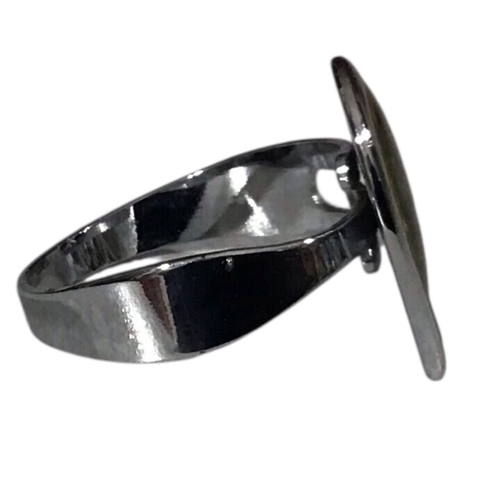 Abalone Shell Ring Silver Tone Adjustable Band Vi… - image 4